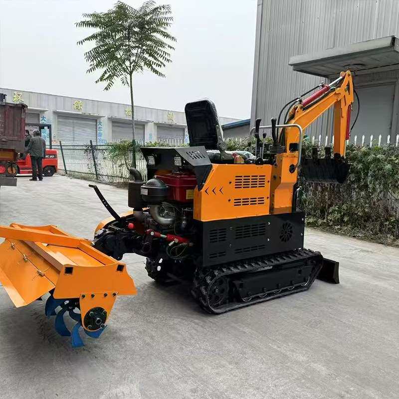 多功能四驱微耕机旋耕一体机微挖水旱旋耕机挖掘机小型履带农具机