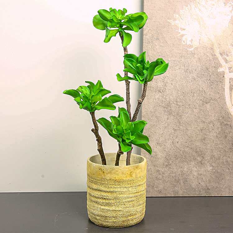 仿真花假花仿真盆栽绿植简约摄影道具餐桌摆件绢花铁石莲盆栽