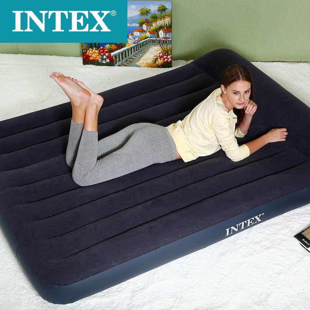 intex 双人现代成人充气床垫内置枕头植绒64142充气户外气垫