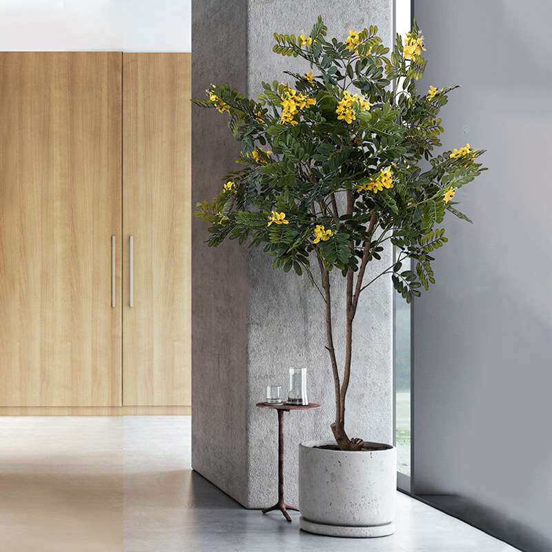 仿真植物装饰黄槐花树绿植大型假树客厅办公室软装落地北欧盆栽