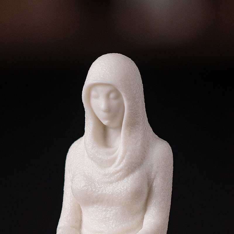 创意陶瓷人物雪女摆件中式家居工艺品装饰鱼缸微景观假山造景配件
