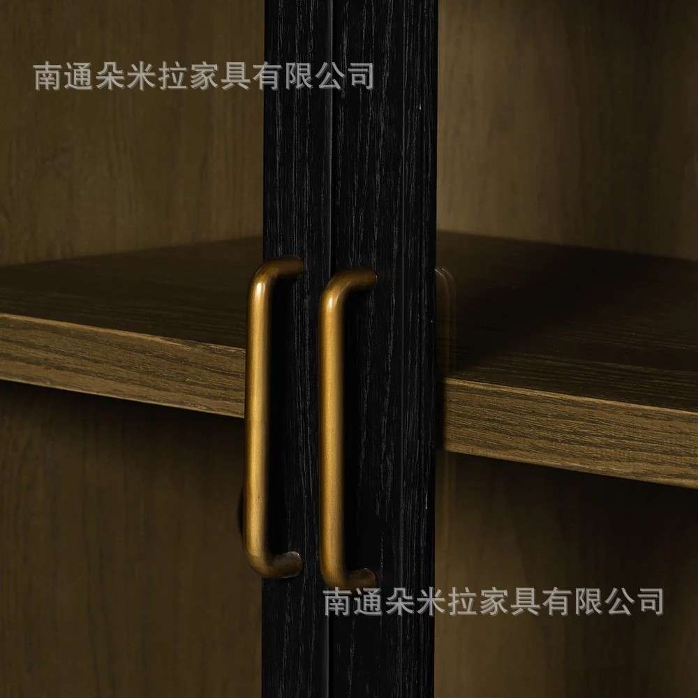 美式实木电视柜橡木客厅轻奢拱形弧形复古做旧影视柜落地储物柜