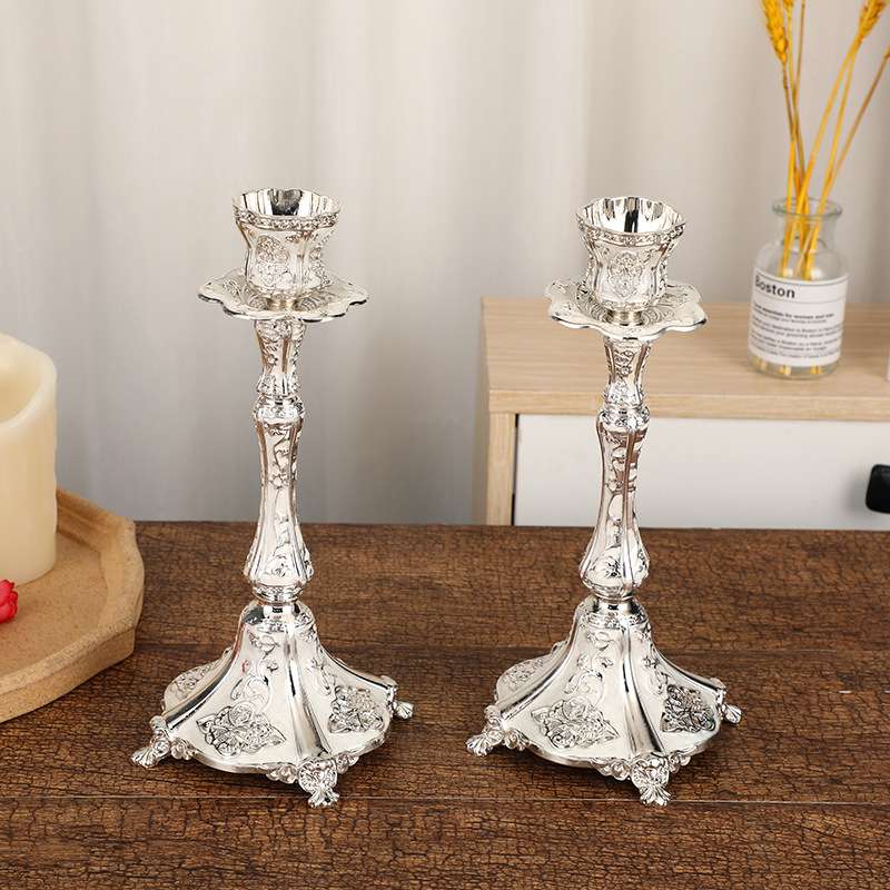 欧式工艺金色奢华玫瑰花纹五头蜡烛台高档手持小蜡烛台单头蜡烛台