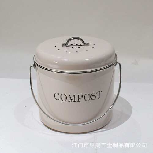6.5L厨余收纳垃圾桶 compost bin镀锌铁金属家用厨房垃圾桶