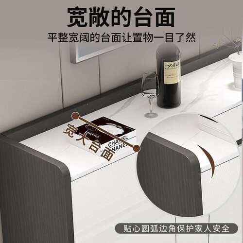 实木岩板餐边柜现代简约客厅家用橱柜茶水柜厨房大容量收纳储物柜