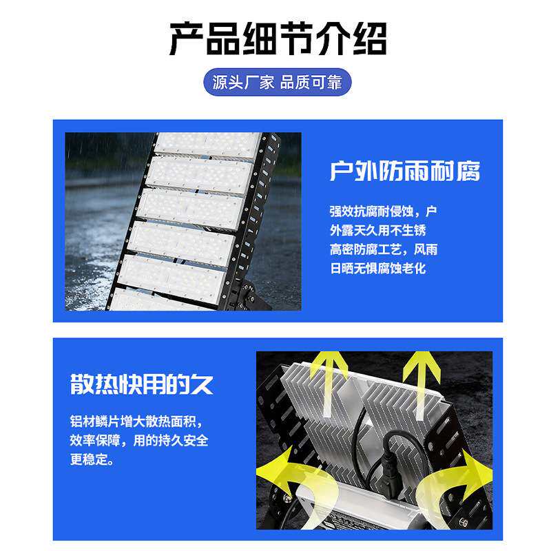 LED高亮模组投光灯户外防水防尘工地车间照明 可调节角度易安装