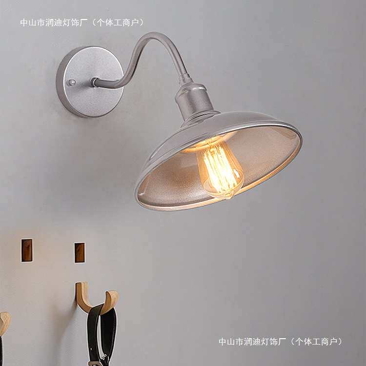 美式复古loft工业风壁灯铁艺锅盖过道阳台灯餐厅酒吧装饰照明灯具