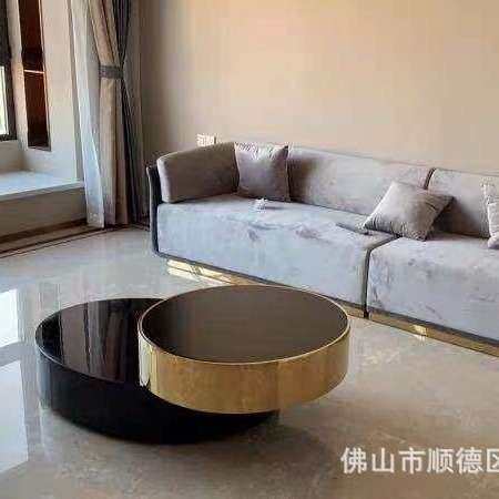 巢尚轻奢钢化玻璃茶几组合简约现代小户型客厅家用圆形玻璃茶几桌