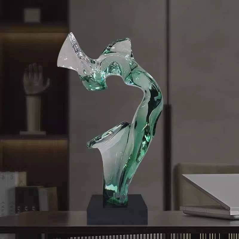 酒店大堂透明树脂雕塑售楼处过道落地装饰品客厅电视柜玄关摆件