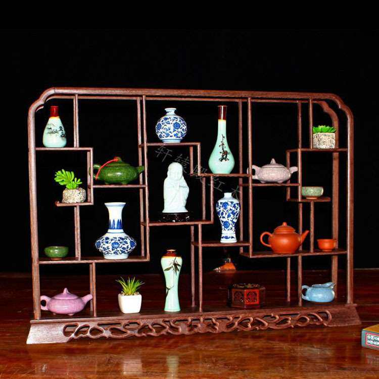 实木中式博古架鸡翅木多宝阁古玩茶壶摆件工艺饰品展示架置物架