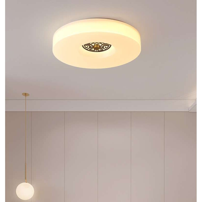 新中式led吸顶灯饰现代简约圆形北欧客厅卧室过道中国风全铜灯具