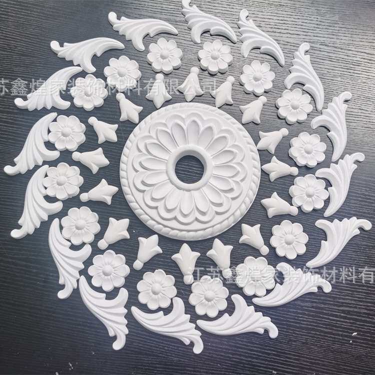 工厂直销灯盘PU吊顶装饰天花板花纹圆盘石膏圆形灯盘拼花大灯盘