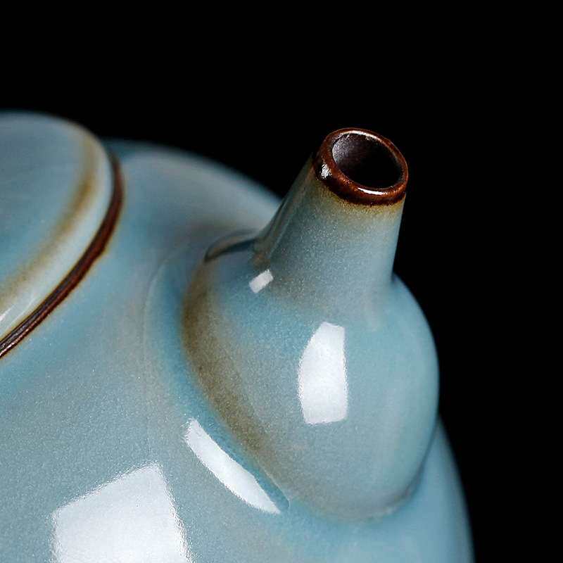 汝窑西施壶茶壶陶瓷紫砂家用复古手工功夫汝瓷可养茶具泡茶简约