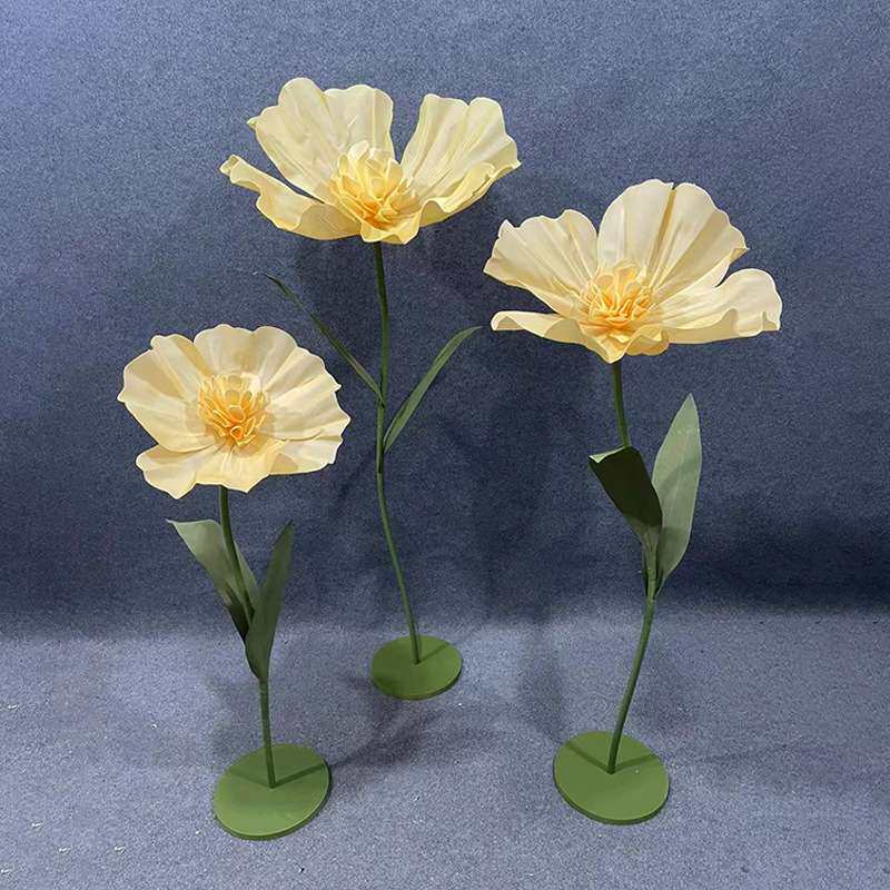 婚庆装饰郁金香路引泡沫花舞台花大型立体仿真含笑花立杆真丝花