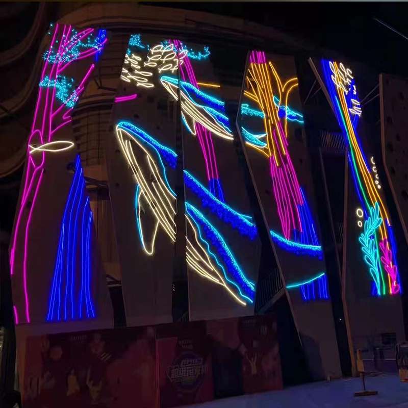 墙体灯饰画 幕墙LED灯光美陈防水装饰画商超广场外墙主题装饰亮化