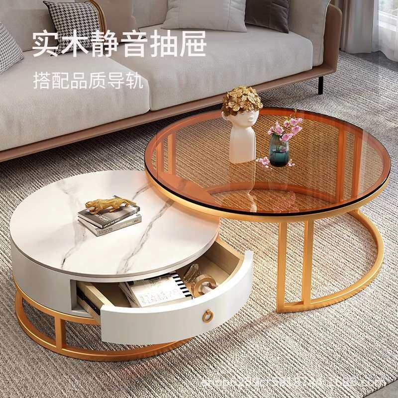 厂家直销岩板边几小圆桌子出租屋客厅沙发角几大理石侧边柜小茶桌