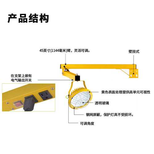 跨境爆品LED码头灯带柔性臂旋转灯头投光灯led工作灯足亮户外防水