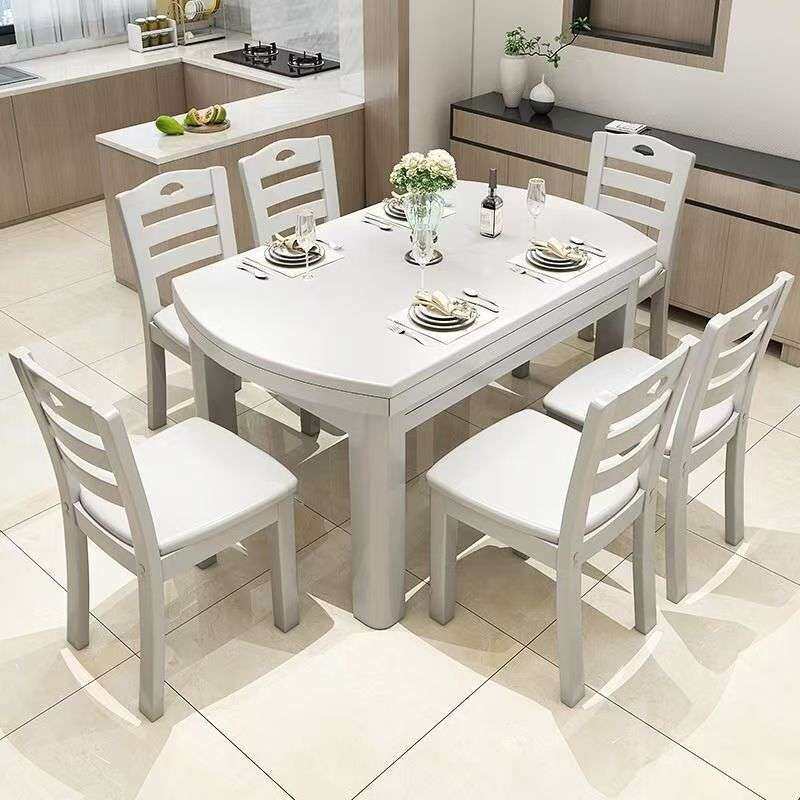 实木餐桌椅组合可伸缩折叠方圆两用吃饭桌子折叠饭桌家用餐桌餐椅