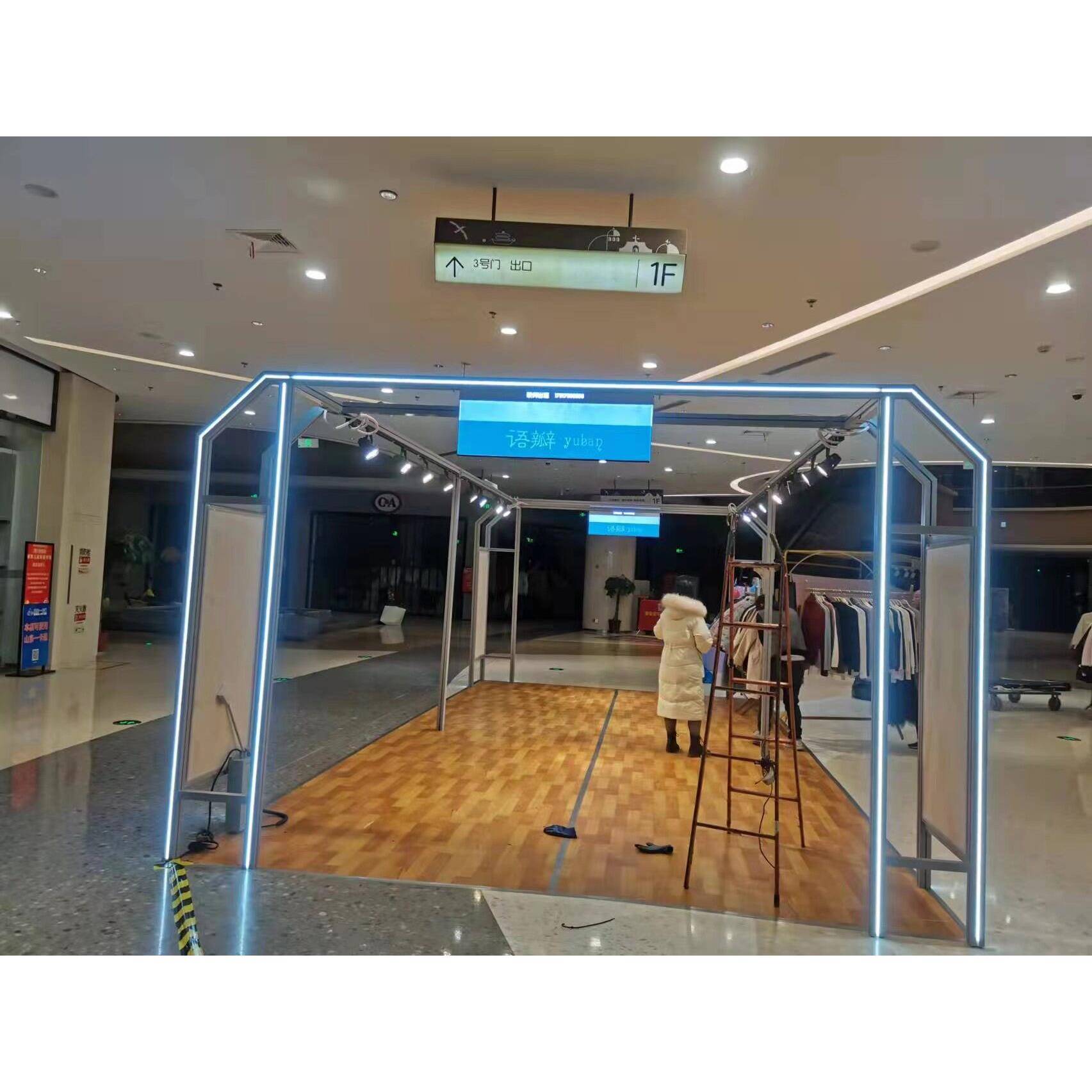 商场档开方式金属快闪促销桁架搭建快捷临时移动发光展架中岛店