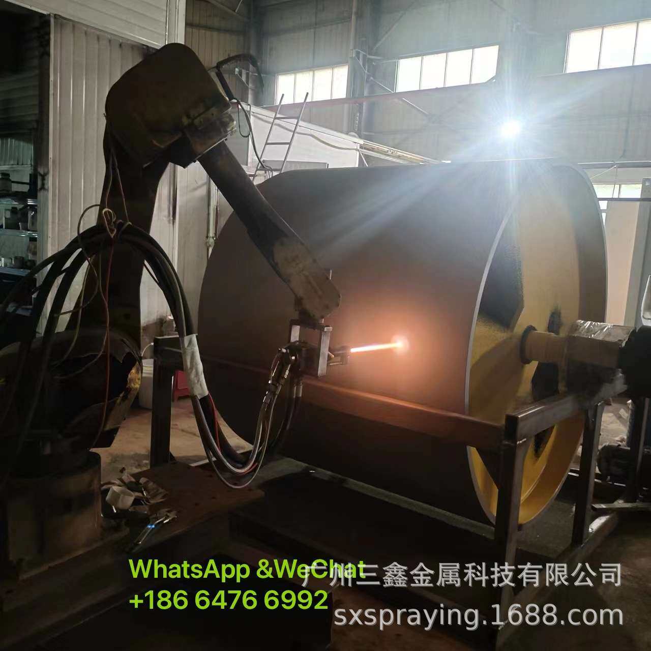 硅钙板压辊喷涂碳化钨涂层 广州三鑫SX-9000燃油超音速喷涂设备