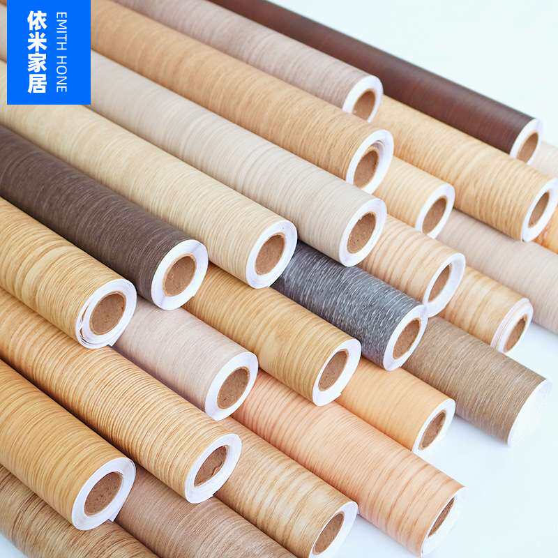 特厚带导气槽PVC木纹贴纸家具翻新展柜装饰木膜自粘墙纸壁纸30米