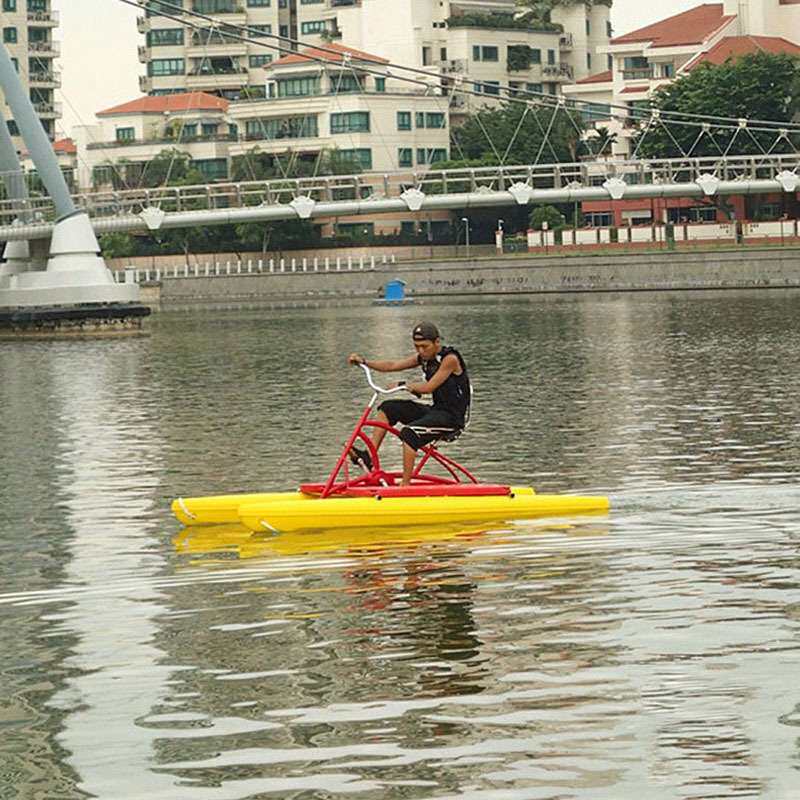 极瞬双人充气浮筒脚蹬休闲船水上娱乐车自行车