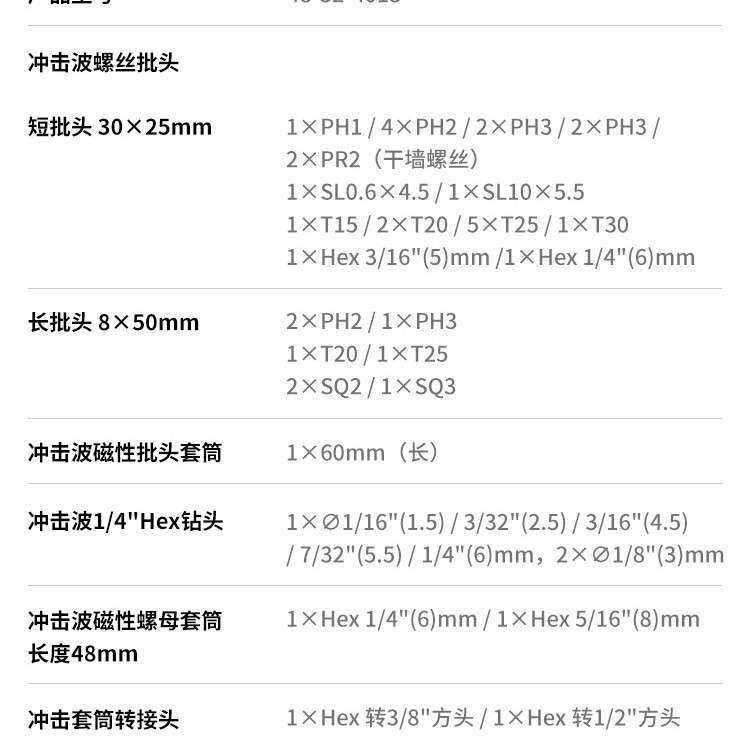 美沃milwaukee奇钻头配件套筒批头套装磁性内六角电钻批头50件套