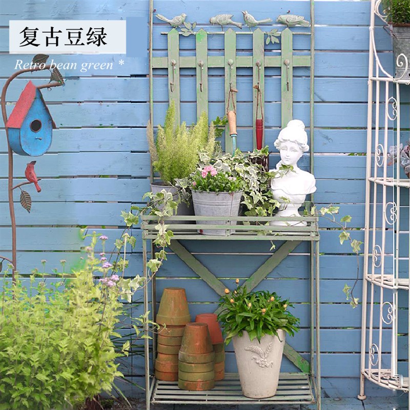 花架户外庭院铁艺爬藤壁挂多层靠墙落H地式花园阳台布置装饰置物