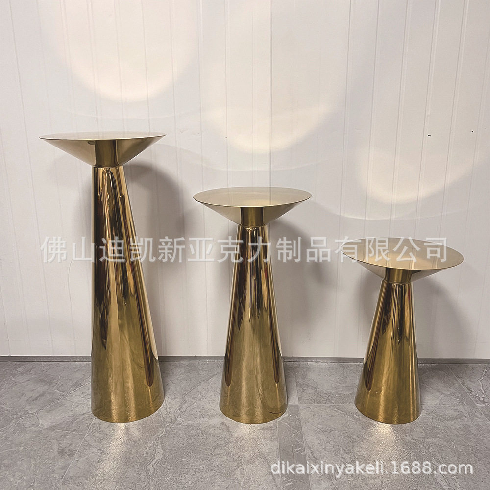 电镀金不锈钢蘑菇头甜品台圆桌