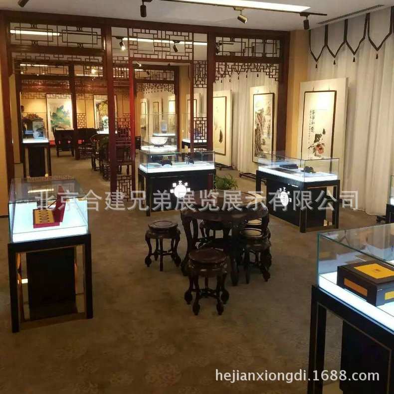 加厚珠宝展示厅商场烤漆柜台防尘古董玉器珠宝展示柜博物馆定 制