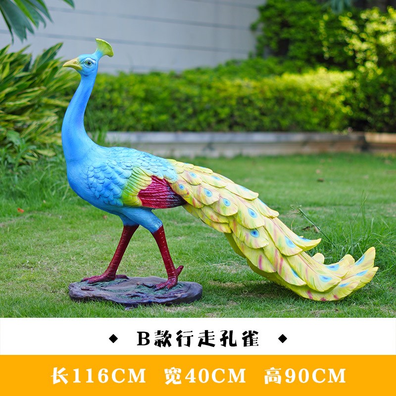 仿真鸟大型灯孔雀k开屏雕塑摆件公园园林景观模型动物花园装饰品