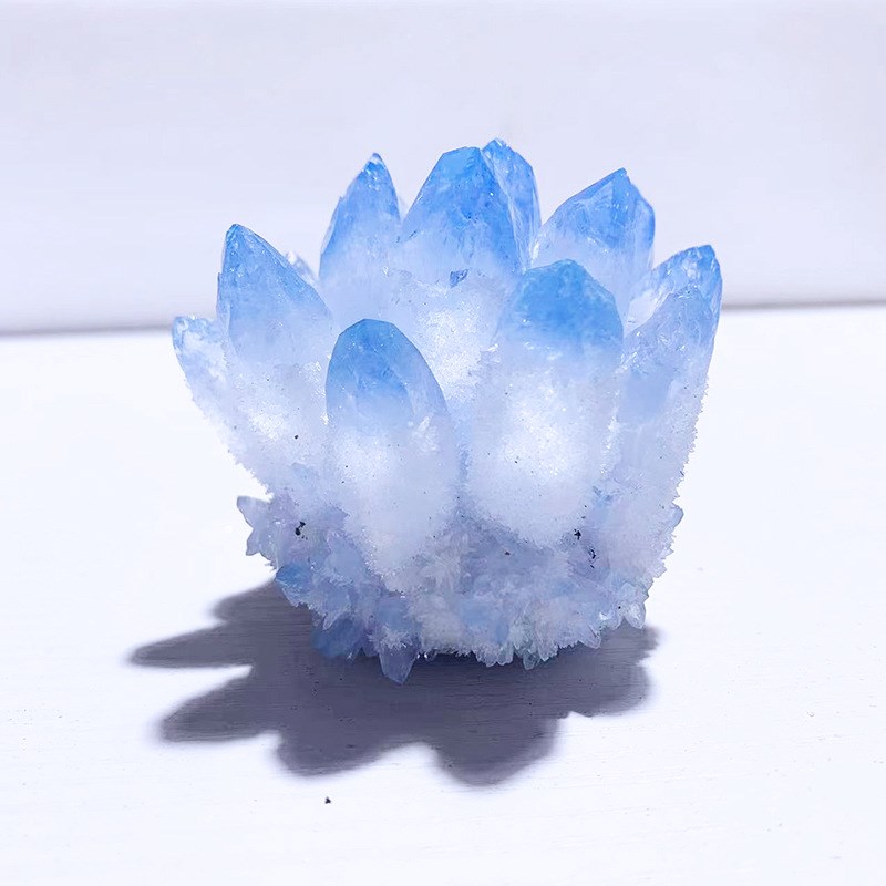 蓝水晶簇消磁净化办公室居家装饰水晶簇R晶花原石摆件热销