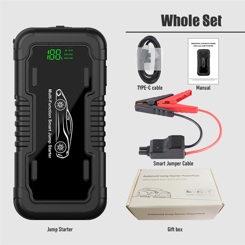 车载电瓶强启电源打火宝12V大容量 汽车应急启动电源Jump Starter