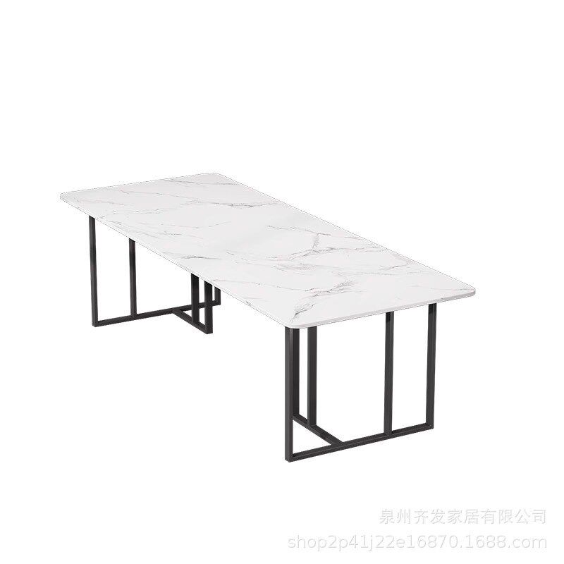 轻奢岩板会议桌洽谈n培训工作台北欧大理石店面接待客户长桌椅组
