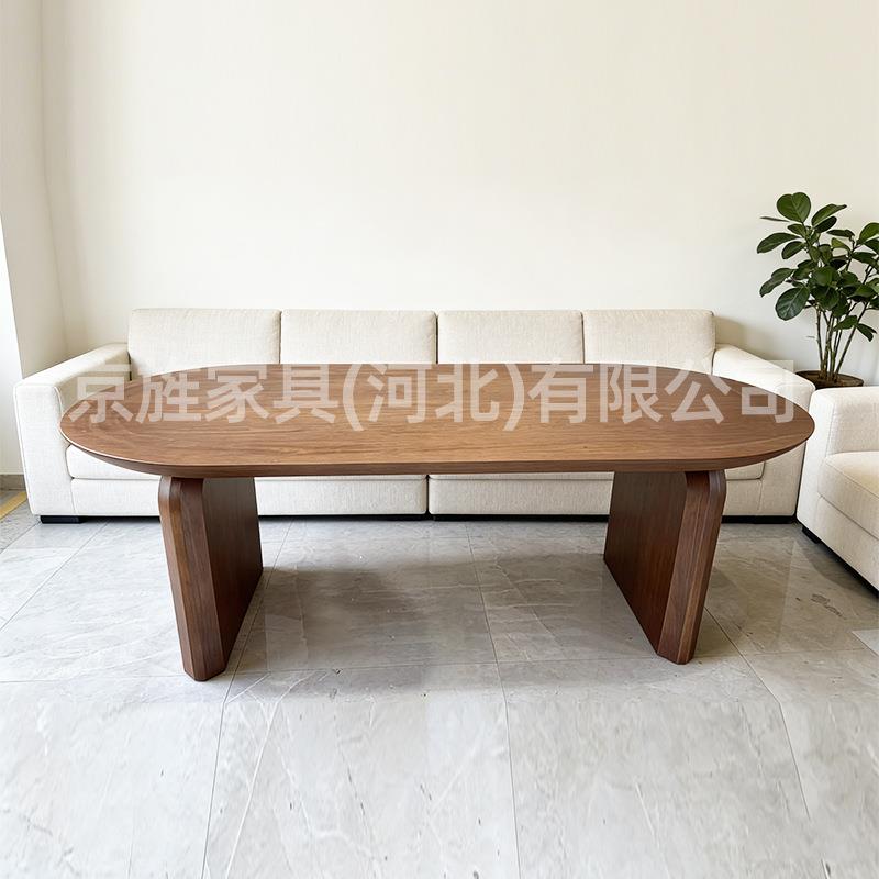 木质岛台餐桌家用椭圆形吃饭桌子简约设计师款办公室洽谈桌
