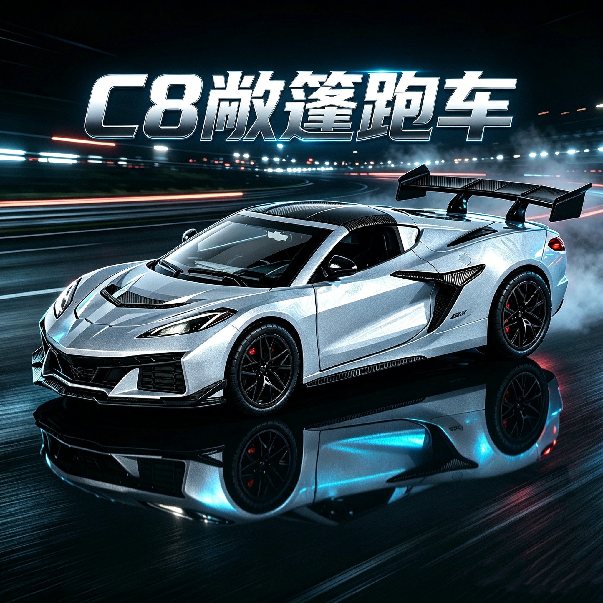 132克尔维特C8合金跑车模型