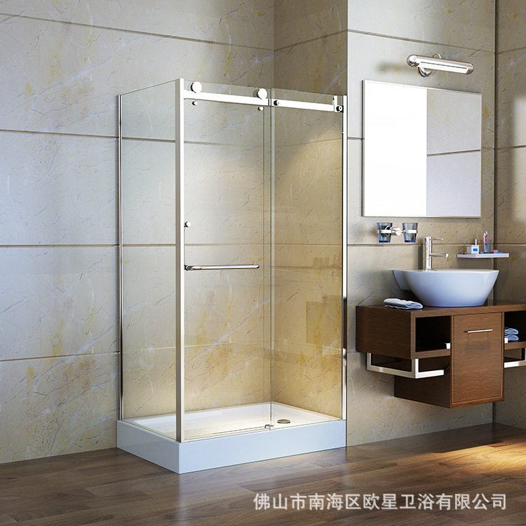出口波兰Poland长方形淋浴房Frameless304不锈钢大滑轮推拉门