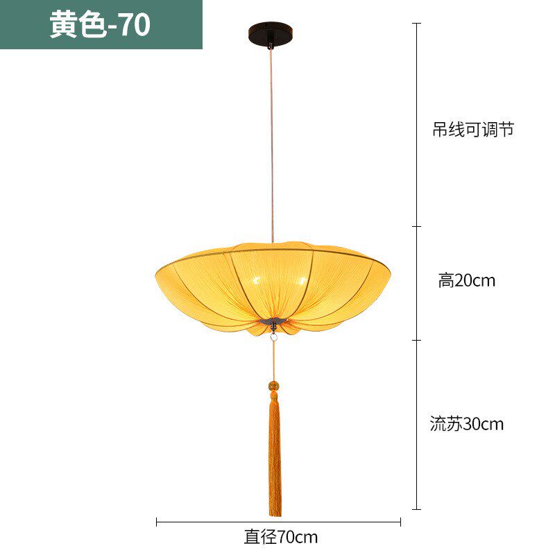 古典荷花荷叶灯j具新中式火锅店茶餐厅灯婚庆布艺仿古飞碟吊灯灯