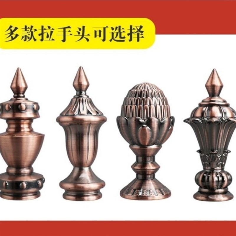 玻璃门拉手欧式玫瑰o金复古餐厅别墅红古铜大门把手新中式推拉