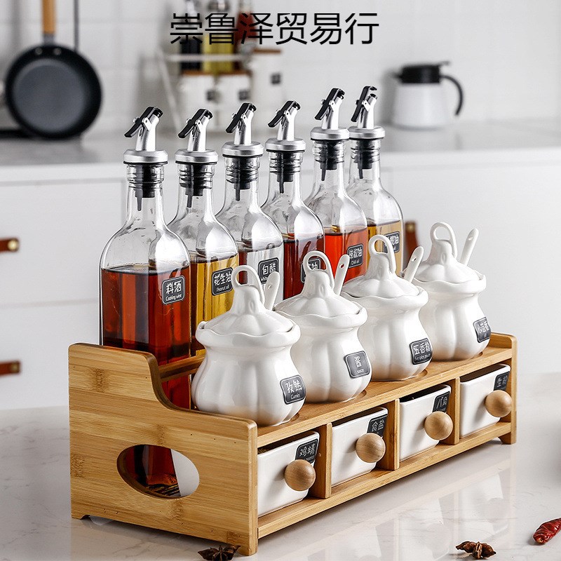 调味罐套装调料盒家用组合调x味料罐油瓶壶酱油瓶盐罐玻璃厨房用