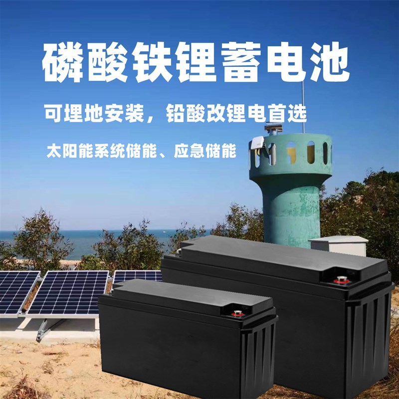 太阳能风光互补安防监控监测离网供电磷酸铁锂储能蓄电池1W00/200