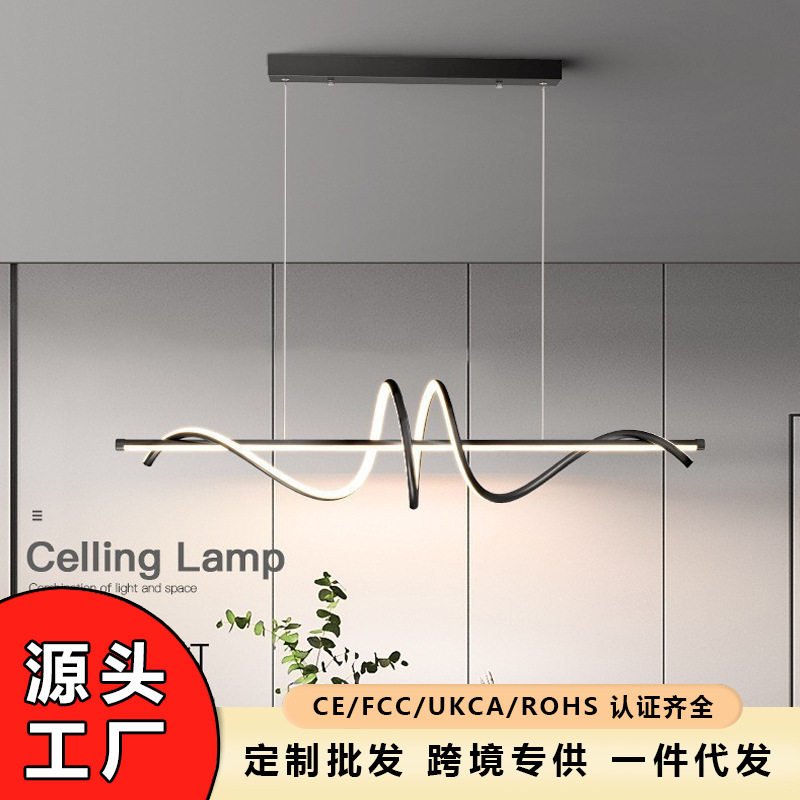 led灯创意餐厅灯轻奢高级感吊灯吧台展厅长条灯现代简约中山批发