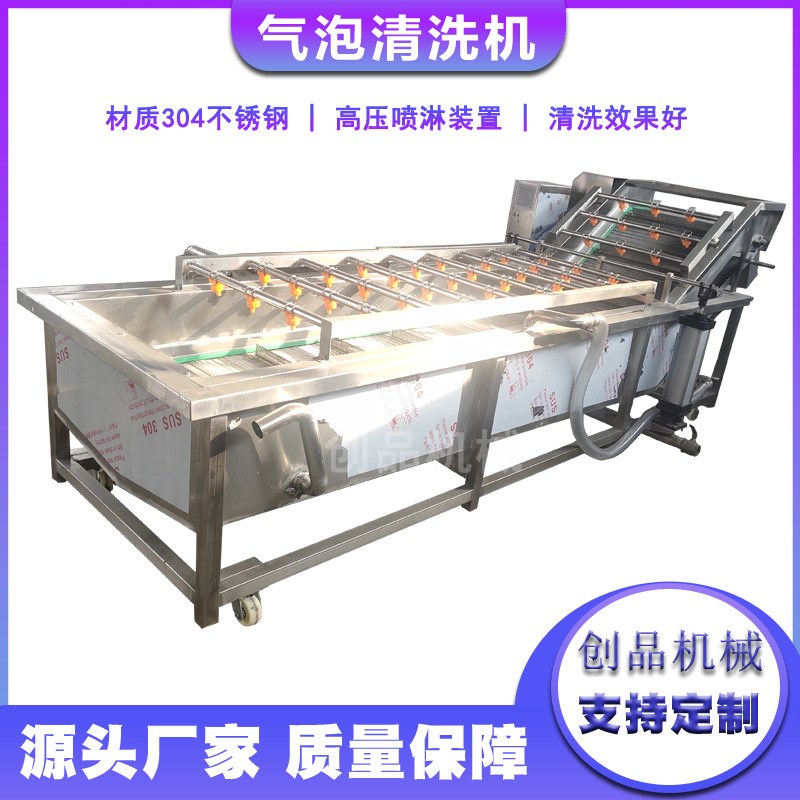 气泡清洗机 大型全自动水果清洗线 喷淋Q式不锈钢清洗设备
