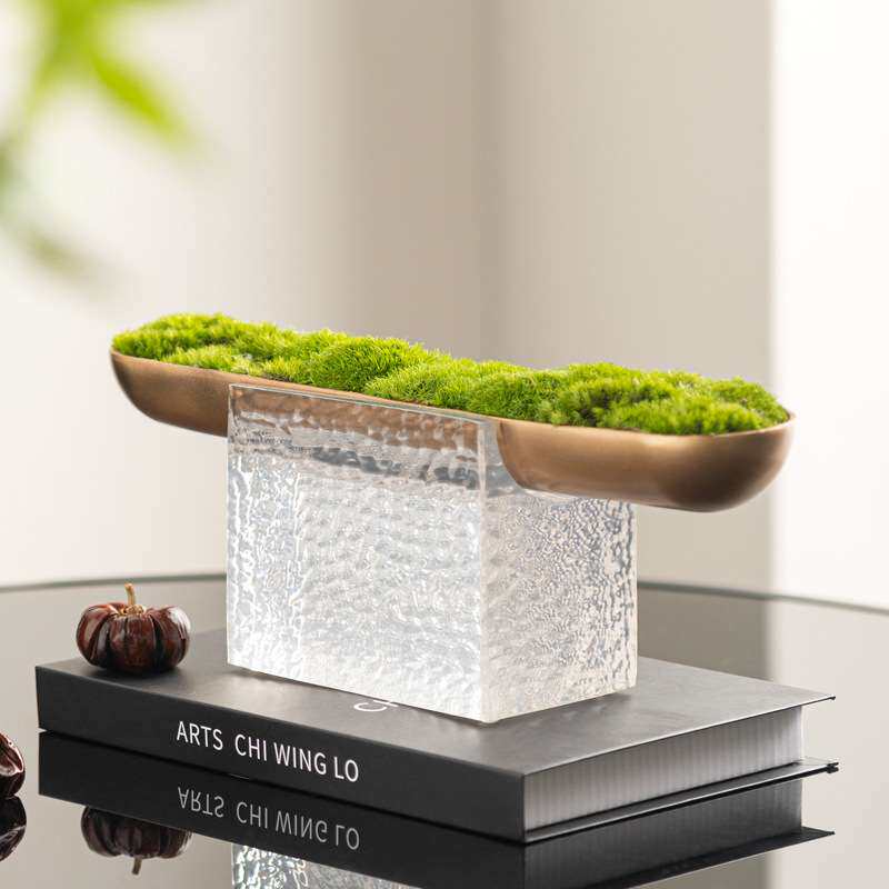 新中式高端永生苔藓盆景装饰品样板房设计师展厅售楼处盆景小摆件