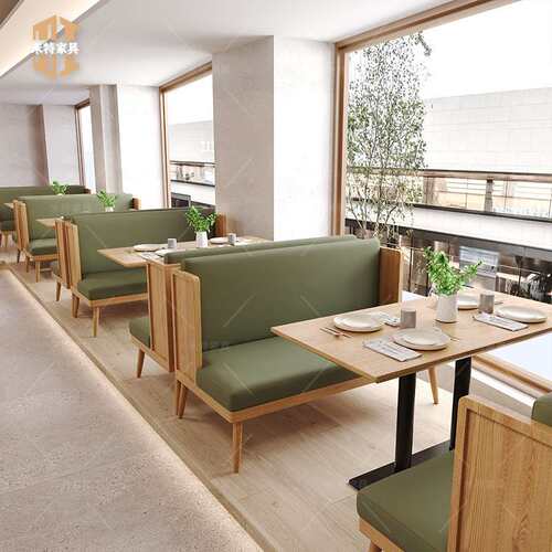 主题餐厅咖啡厅茶餐厅靠墙实木卡座日料店湘菜馆休闲奶茶店桌椅子