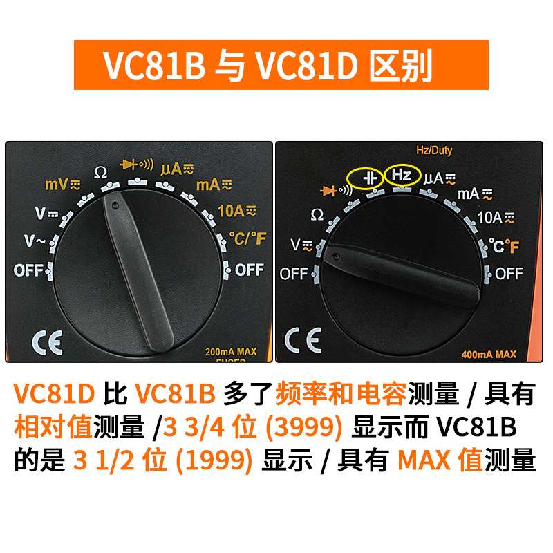 深圳胜利数字万用表VC81D全自动便携保护防烧数显多用表VICTOR81B
