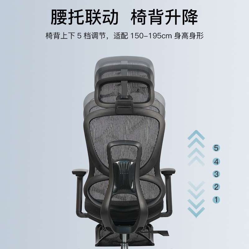 3D扶手人体工学椅可调腰托电脑椅网面办公椅护腰电竞椅可躺午休椅