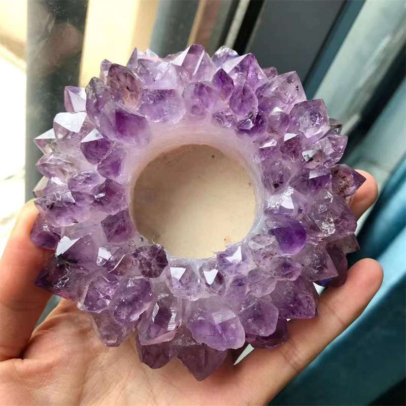 天然紫水晶簇超七扩香原石烛台欧式婚庆摆件浪漫家居客厅浪漫装饰