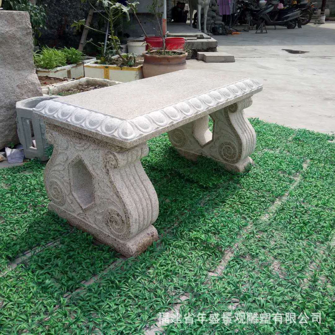 园林古建配套装饰摆件 石雕凳子 仿古雕塑竹摇椅老物件