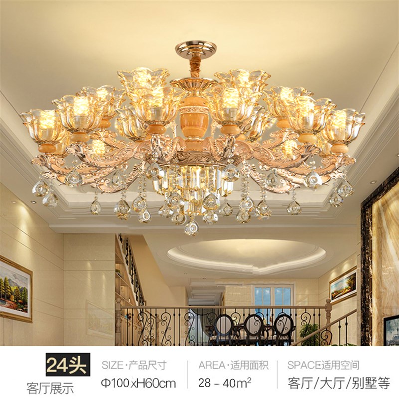 中山家装灯饰客厅吊灯欧式水晶灯具餐厅吊灯客厅高级感大厅主灯